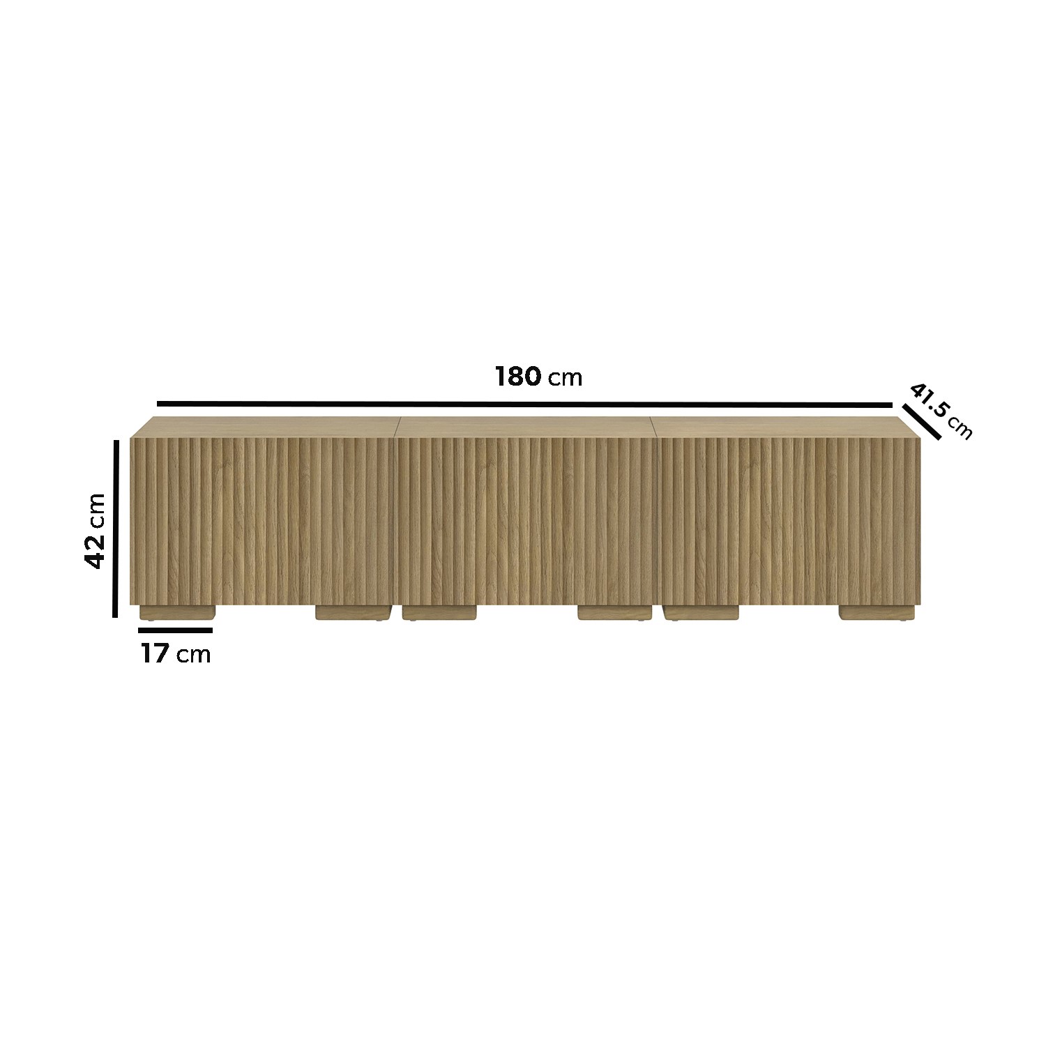 Tv Unit Ribbed Oak Multifunctional Oak Ribbed Floating TV Stand - TV's up to 75