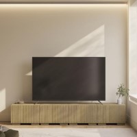 Multifunctional Large Oak Ribbed Freestanding TV Unit - TV's up to 85" - Hazel