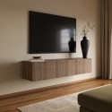 BUN/HAZ003/96306 Multifunctional Walnut Ribbed Floating TV Stand - TV's up to 75" - Hazel