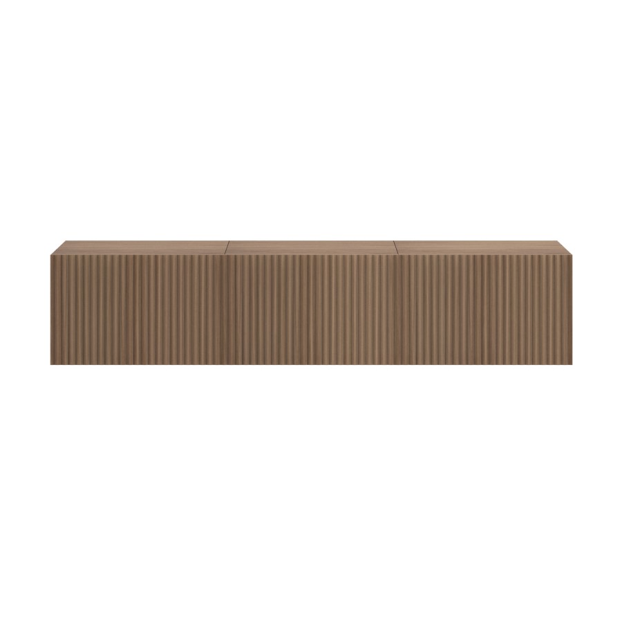 Multifunctional Walnut Ribbed Floating TV Stand - TV's up to 75" - Hazel