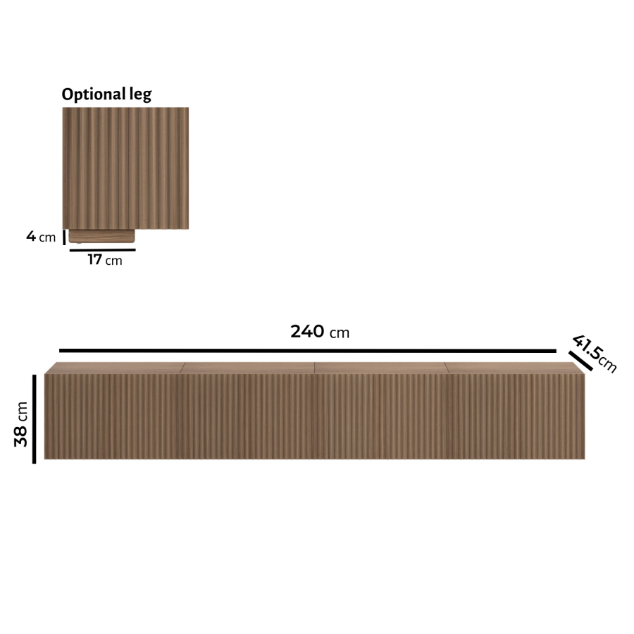 Multifunctional Large Walnut Ribbed Freestanding TV Stand with Storage - TV's up to 85" - Hazel