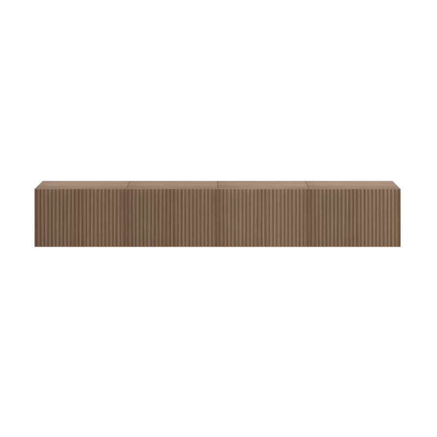 Multifunctional Large Walnut Ribbed Freestanding TV Stand with Storage - TV's up to 85" - Hazel