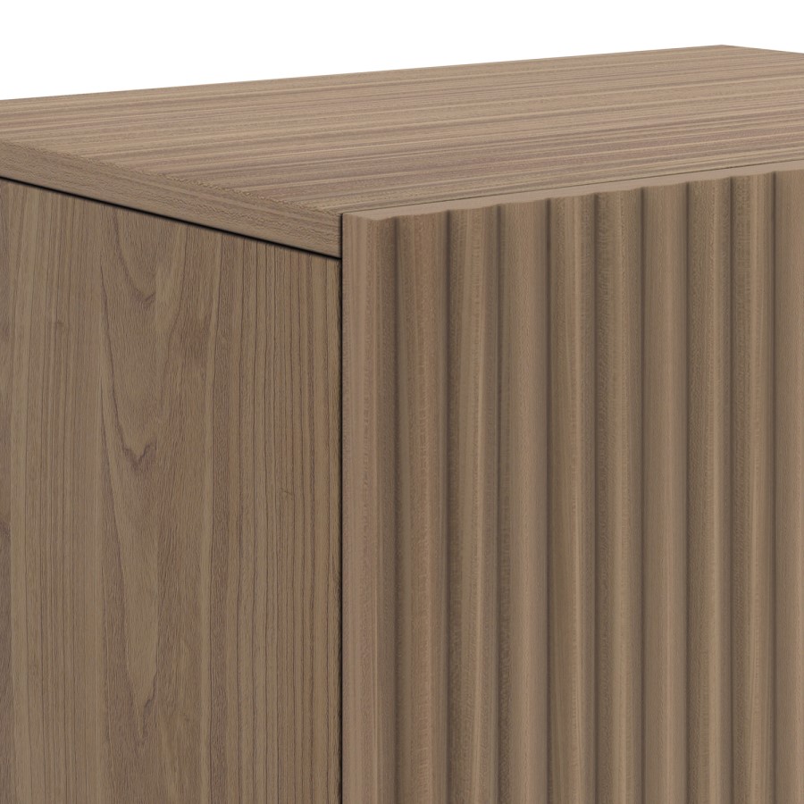 Multifunctional Small Walnut Ribbed Floating TV Stand - TV's up to 55" - Hazel