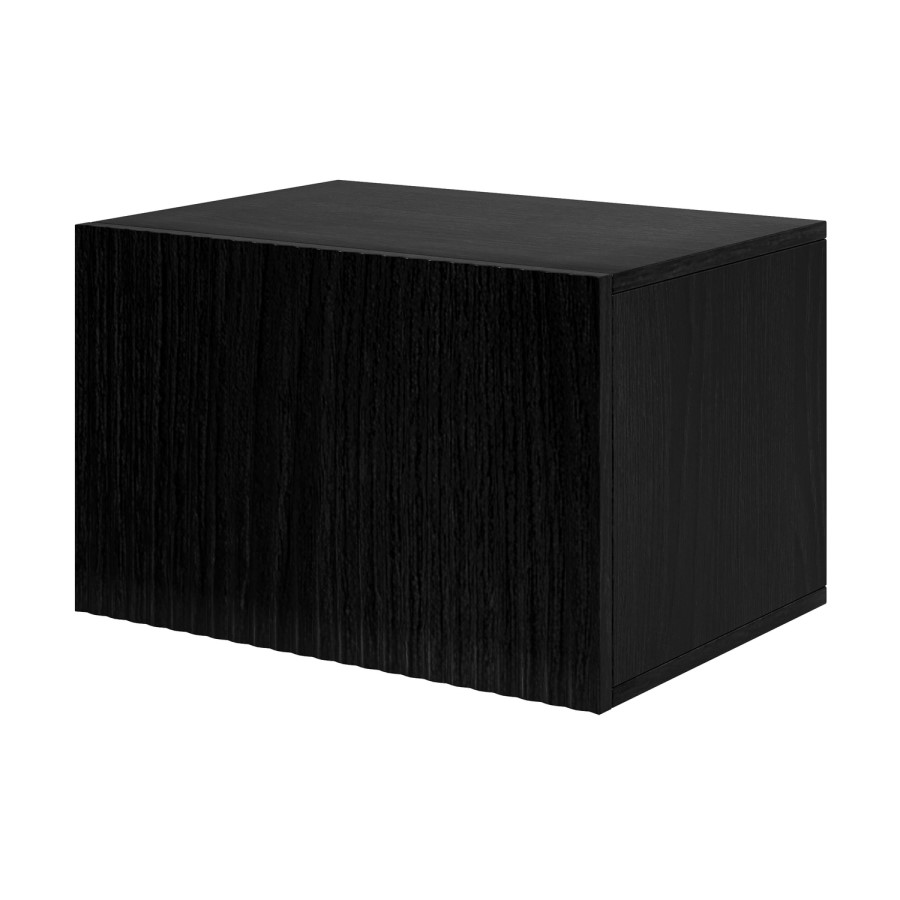 Multifunctional Large Black Ribbed Floating TV Stand with Storage - TV's up to 85" - Hazel