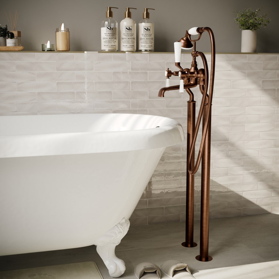 Brushed Bronze Traditional Bath Shower Mixer with stand pipes- Helston