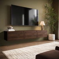 Walnut Floating Wall Mounted TV Stand - TV's up to 75" - Hiro