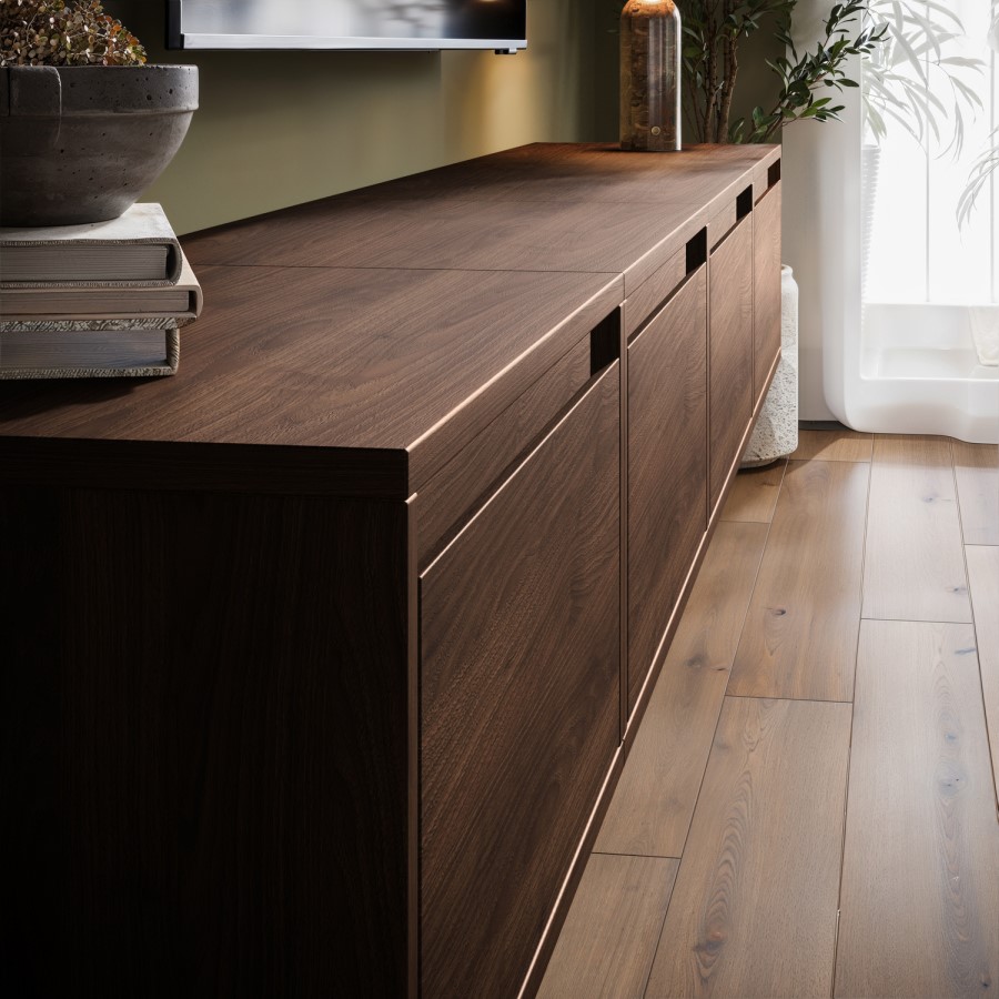 Large Walnut Floating Wall Mounted TV Stand - TV's up to 85" - Hiro