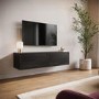 Small Black Floating Wall Mounted TV Stand - TV's up to 55" - Hiro
