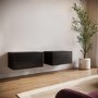 Small Black Floating Wall Mounted TV Stand - TV's up to 55" - Hiro