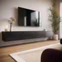 BUN/HIR002/98605 Large Black Floating Wall Mounted TV Stand - TV's up to 85" - Hiro