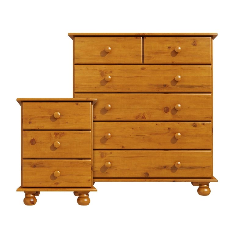 Pine Bedside Table and Chest of Drawers Set - Hamilton