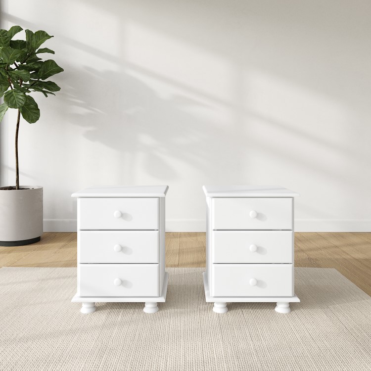 White Pair of Bedside Tables - Hamilton