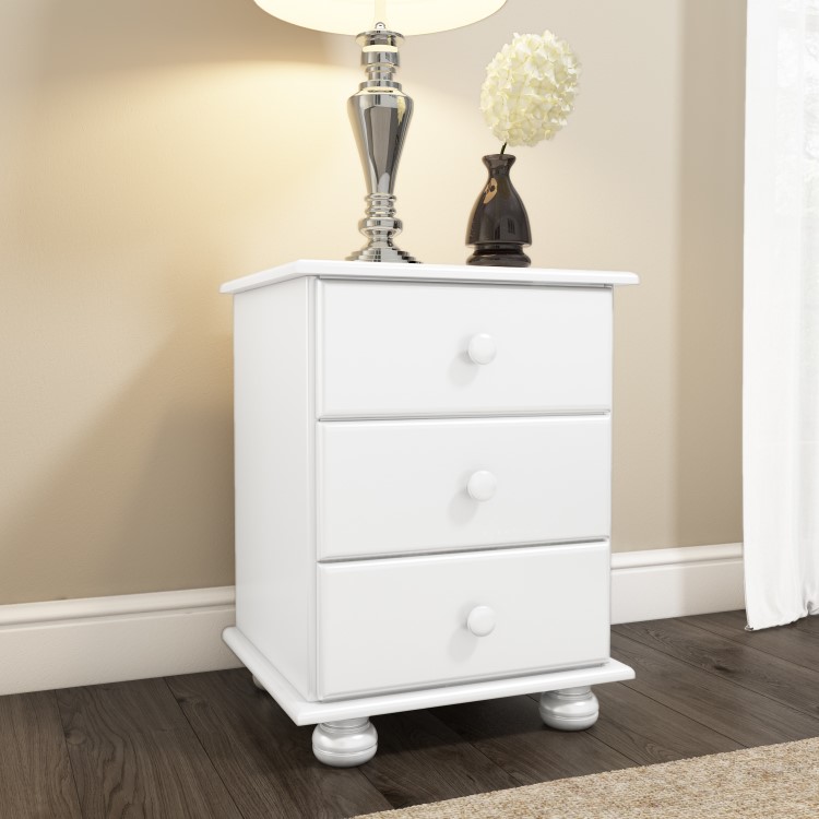 White Bedside Table and Chest of Drawers Set - Hamilton