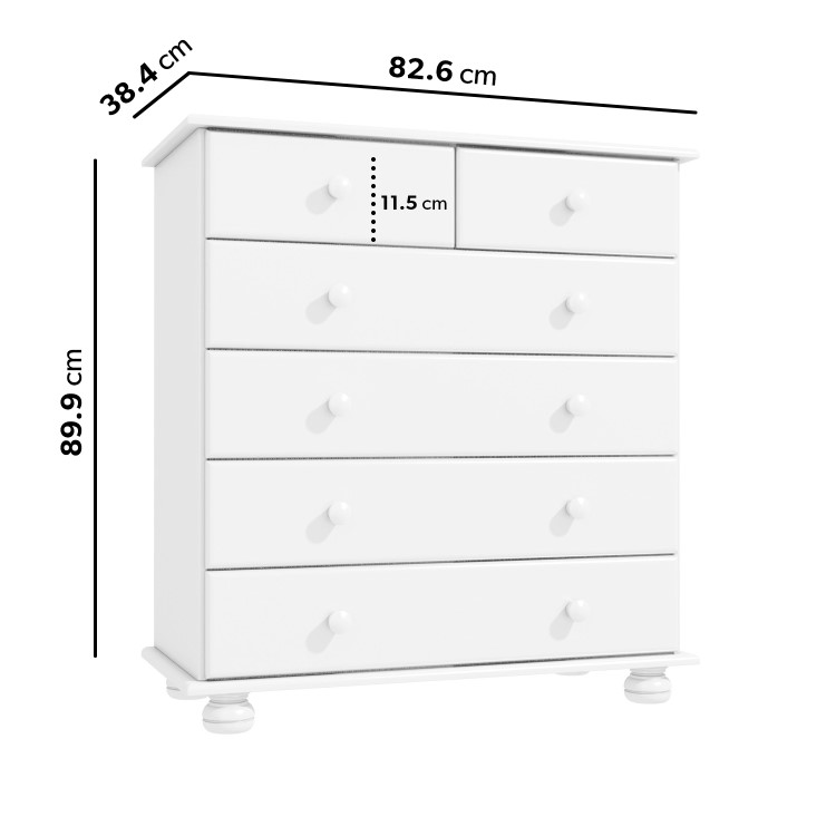 White Bedside Table and Chest of Drawers Set - Hamilton