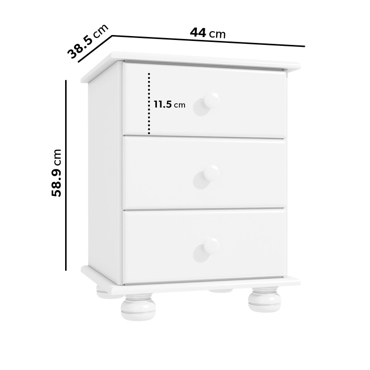 White Bedside Table and Chest of Drawers Set - Hamilton