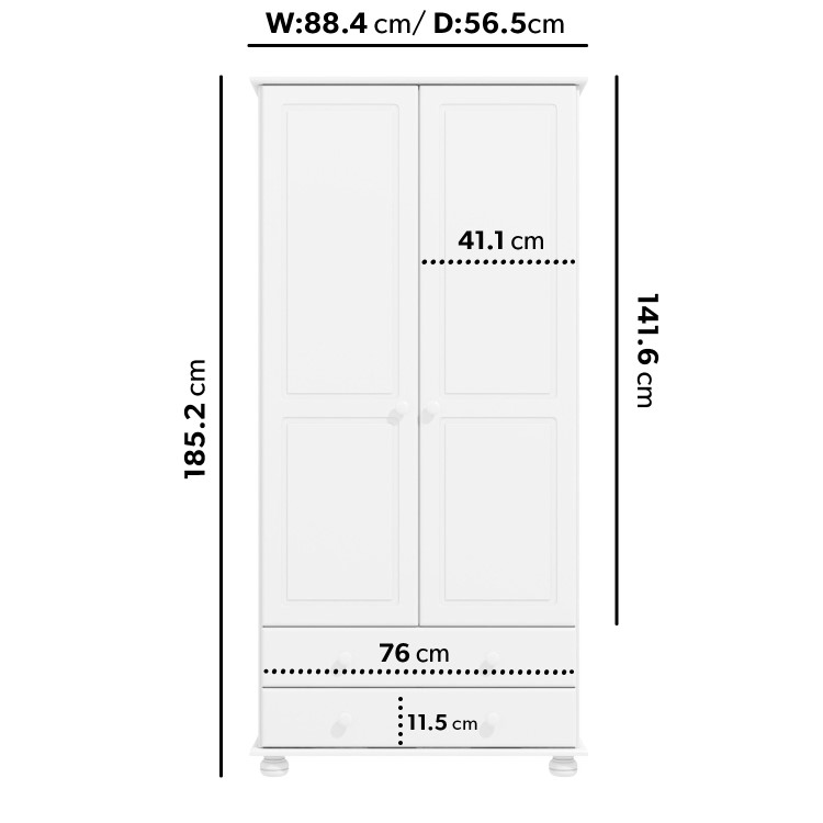 White Wardrobe and Chest of Drawers Set - Hamilton