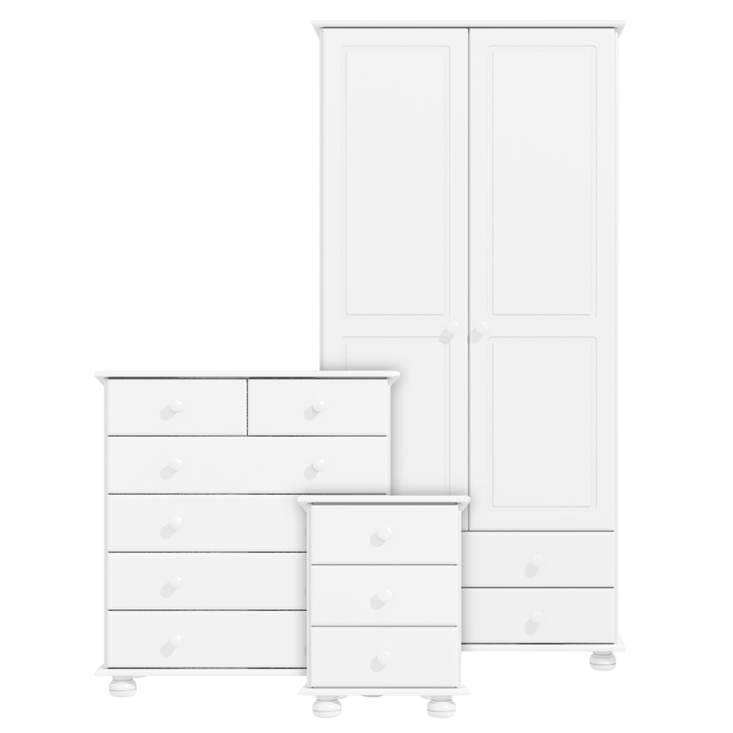 White 3 Piece Bedroom Furniture Set - Hamilton - Furniture123
