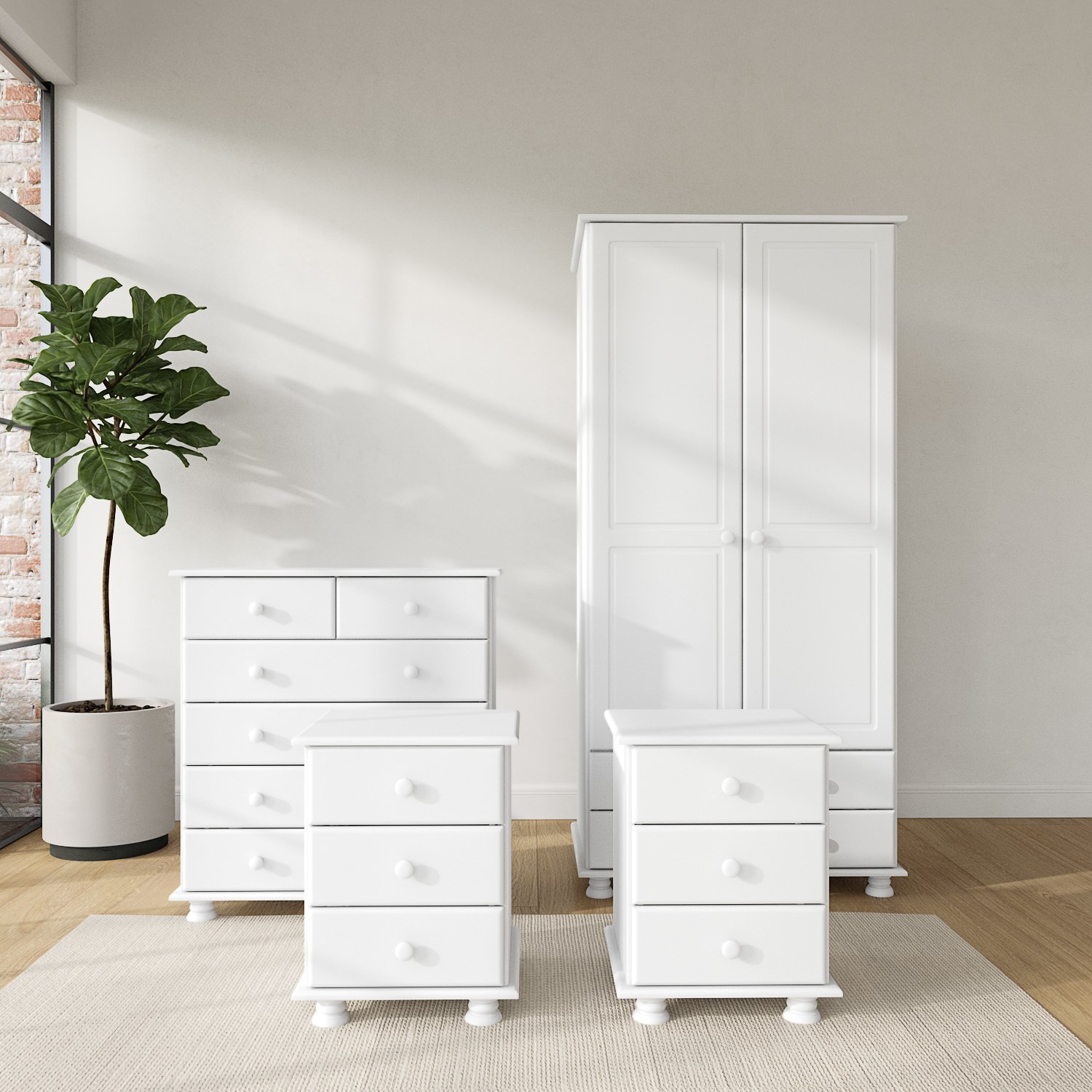 Photo of White 4 piece bedroom furniture set - hamilton