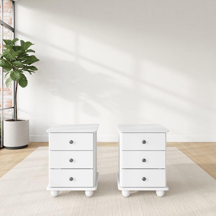 White Pair of Bedside Tables - Hampton