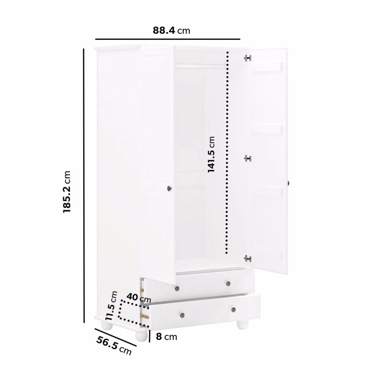 White 3 Piece Bedroom Furniture Set - Hampton