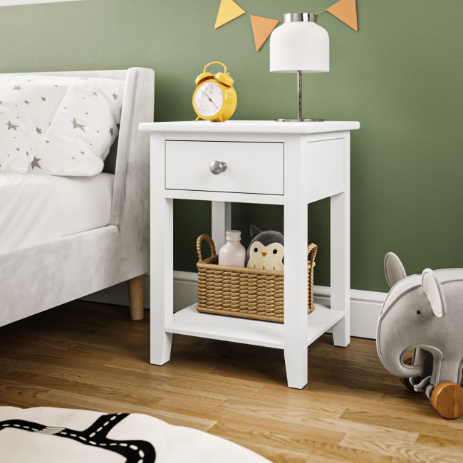 Kids White Painted Bedside Table with Drawer - Harper