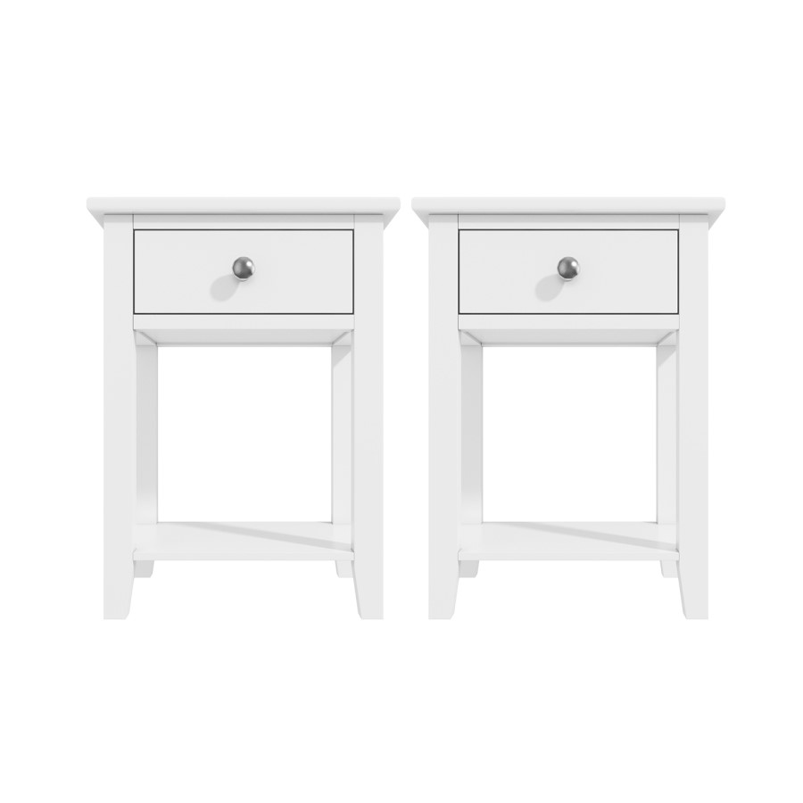 White Pair of Bedside Tables - Harper