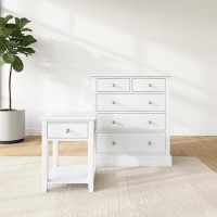 White Bedside Table and Chest of Drawers Set - Harper