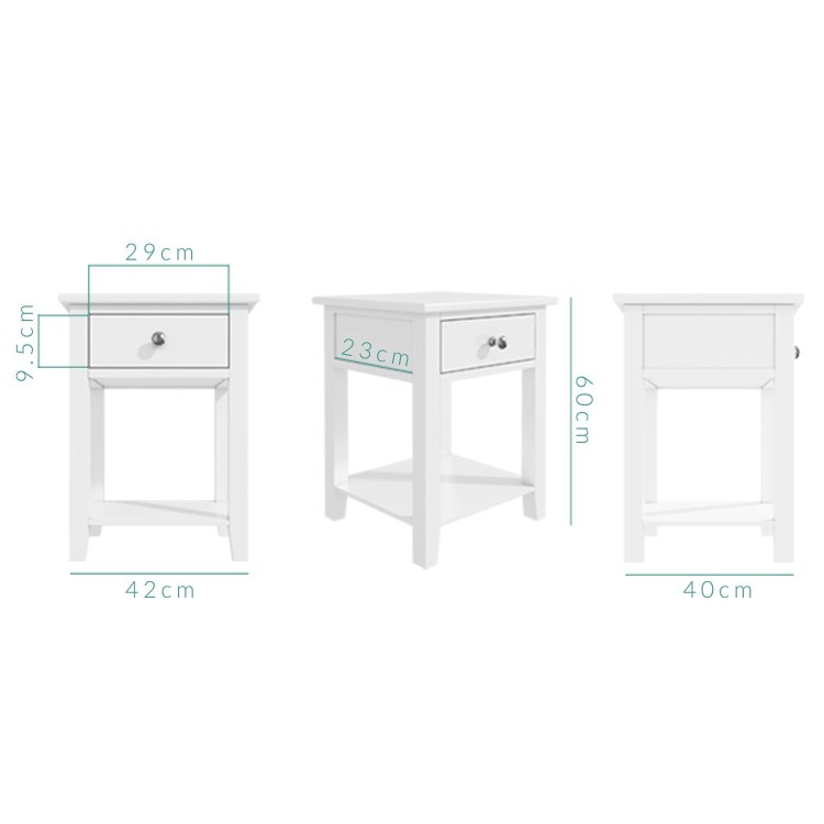 White Bedside Table and Chest of Drawers Set - Harper