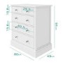 White Bedside Table and Chest of Drawers Set - Harper