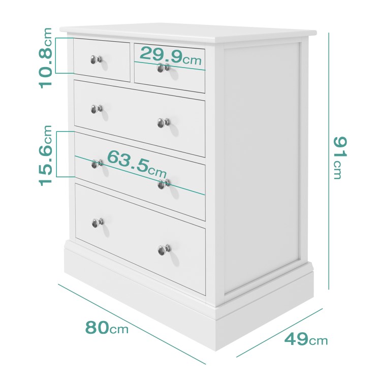 White Bedside Table and Chest of Drawers Set - Harper