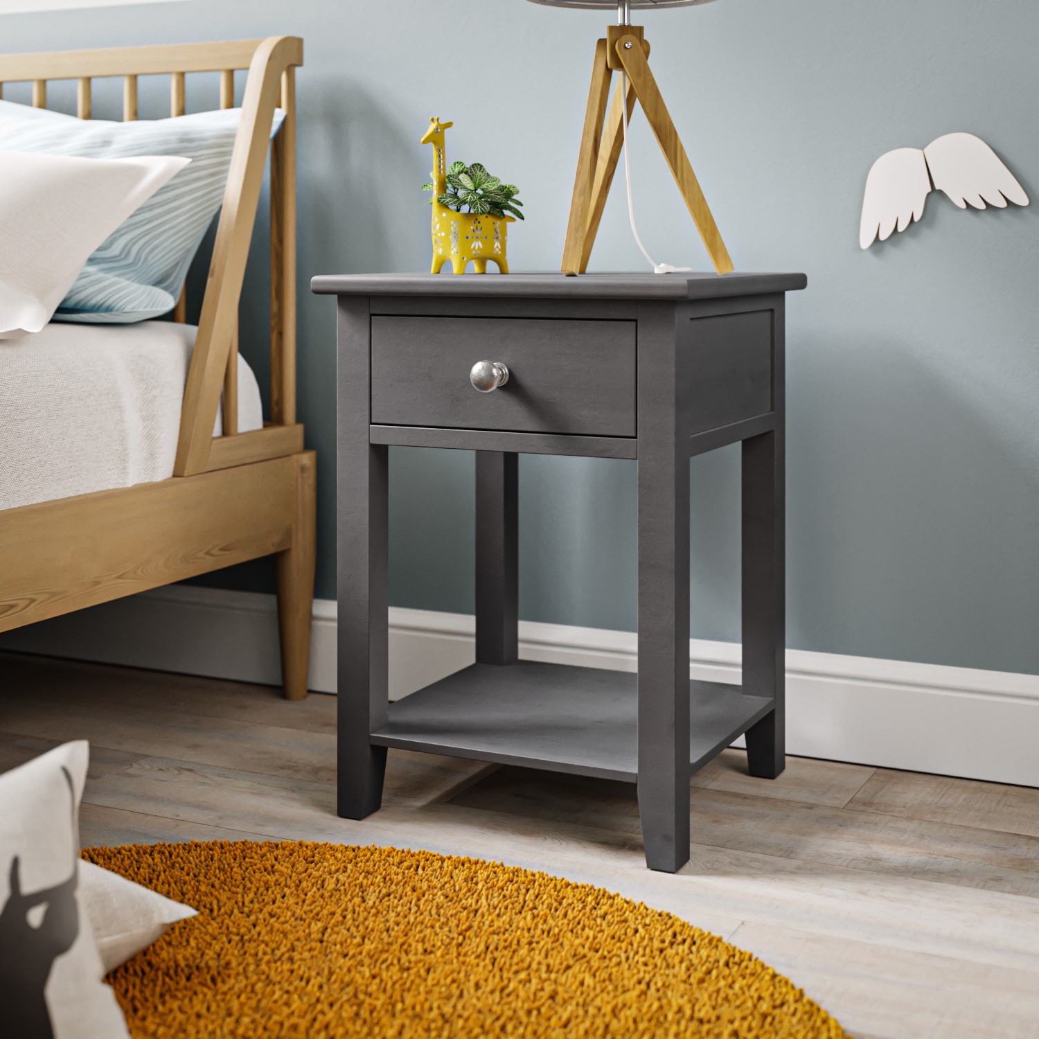 Kids Grey Painted Bedside Table with Drawer Harper Furniture123
