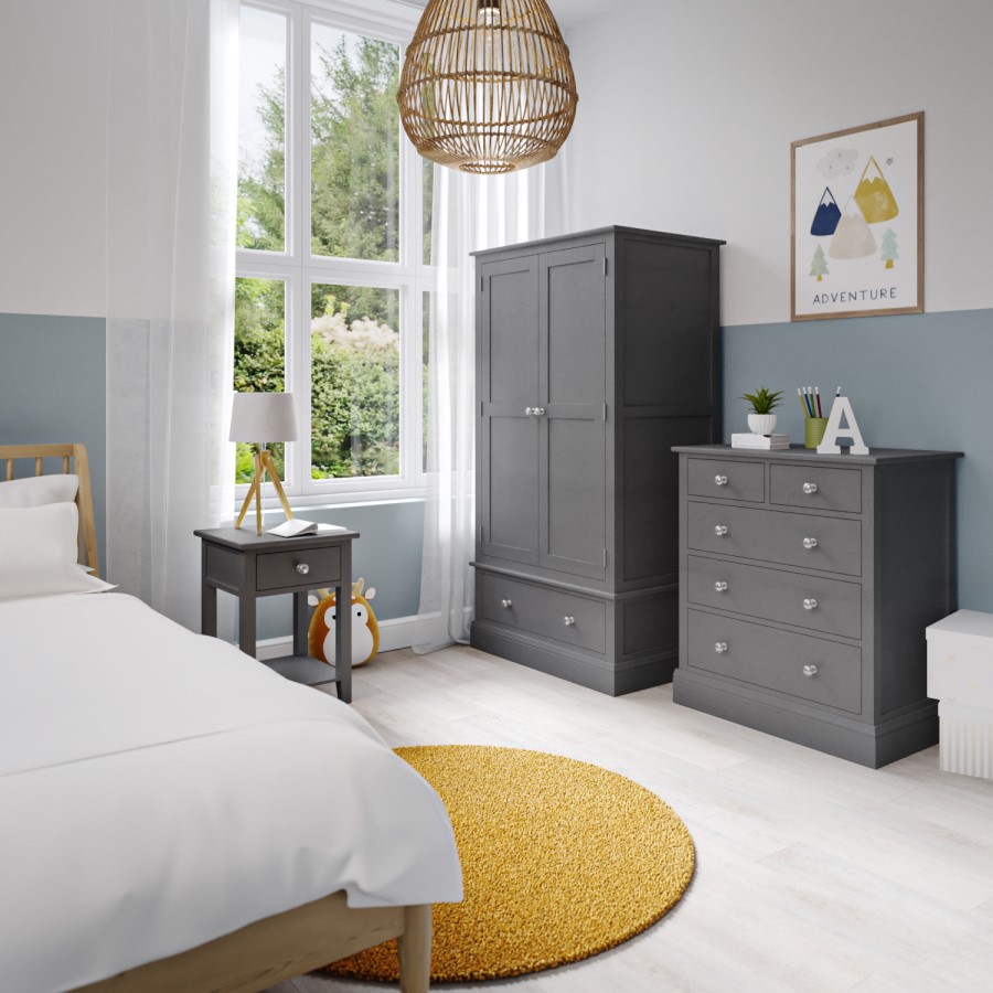 Kids Grey Painted Bedside Table with Drawer - Harper