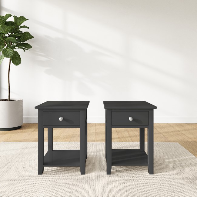 Grey Pair of Bedside Tables - Harper