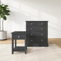 Grey Bedside Table and Chest of Drawers Set - Harper