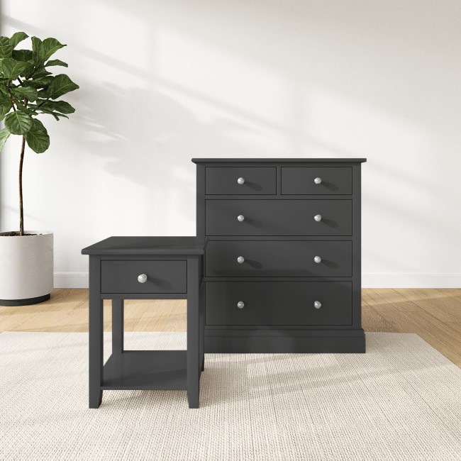 Grey Bedside Table and Chest of Drawers Set - Harper