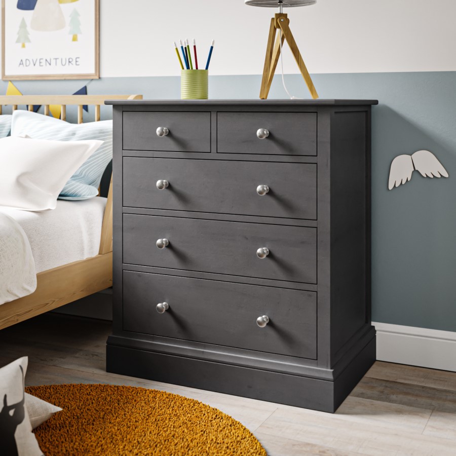 Kids Grey Painted Chest of 5 Drawers - Harper