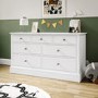 Kids Wide White Painted Chest of 7 Drawers - Harper