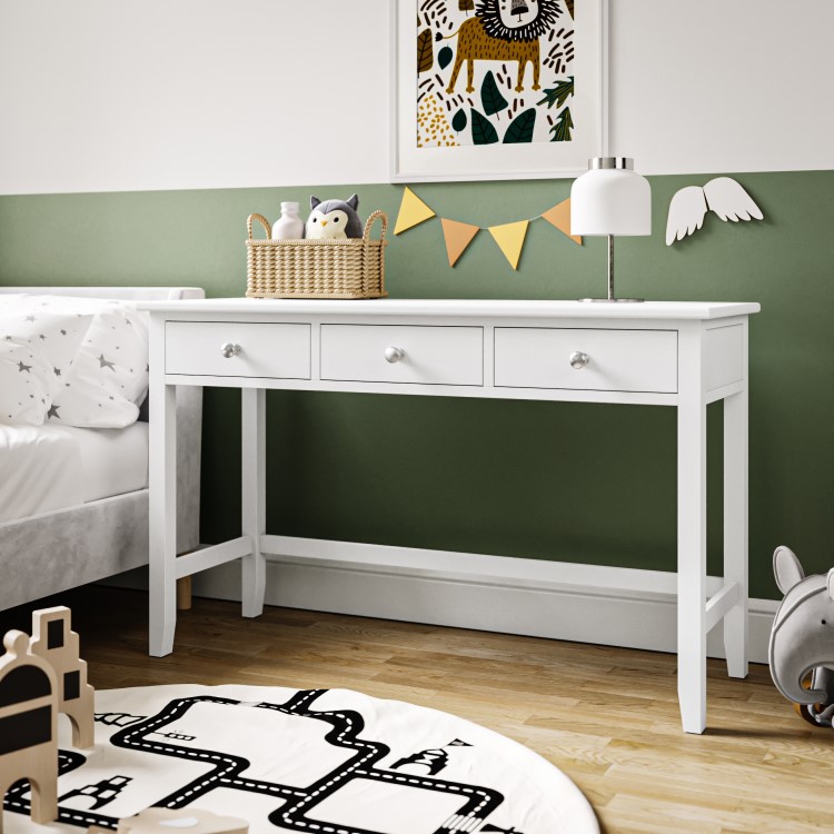 Kids White Solid Wood Desk with 3 Drawers - Harper