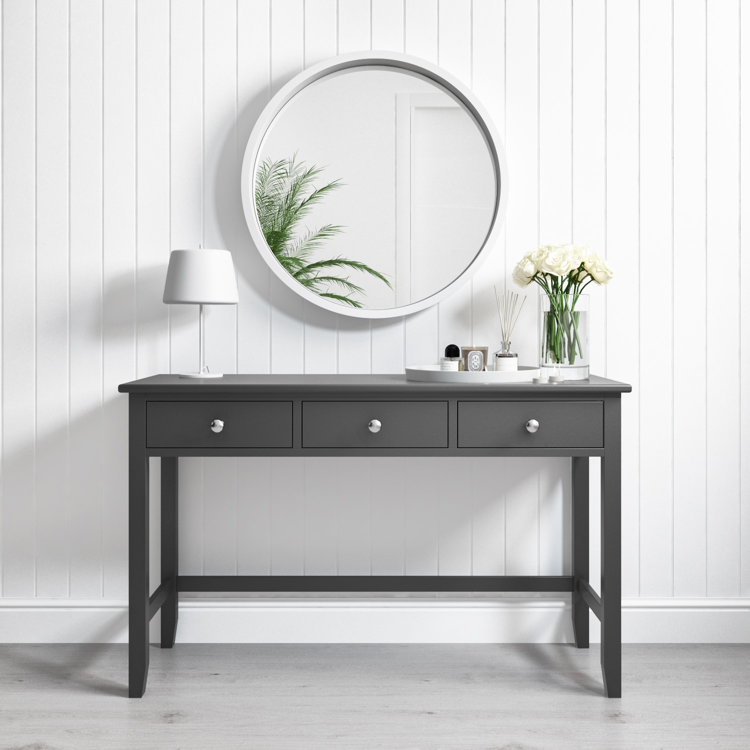 Grey Painted Console Table with 3 Drawers - Harper - Furniture123