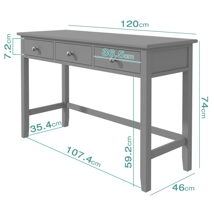 Grey Painted Console Table with 3 Drawers - Harper