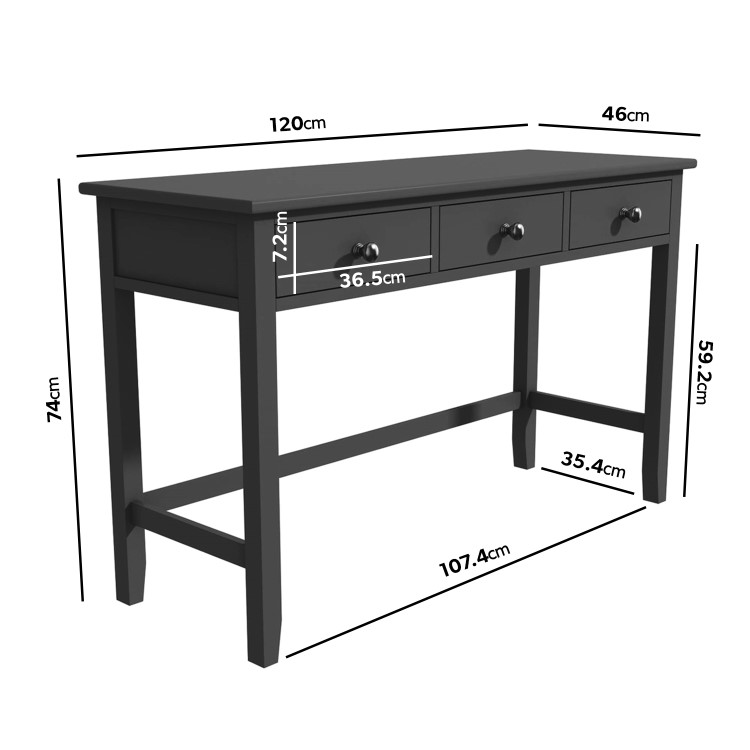 Kids Grey Solid Wood Desk with 3 Drawers - Harper