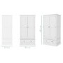 Kids White Painted 2 Door Double Wardrobe with Drawer - Harper