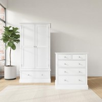 White Wardrobe and Chest of Drawers Set - Harper