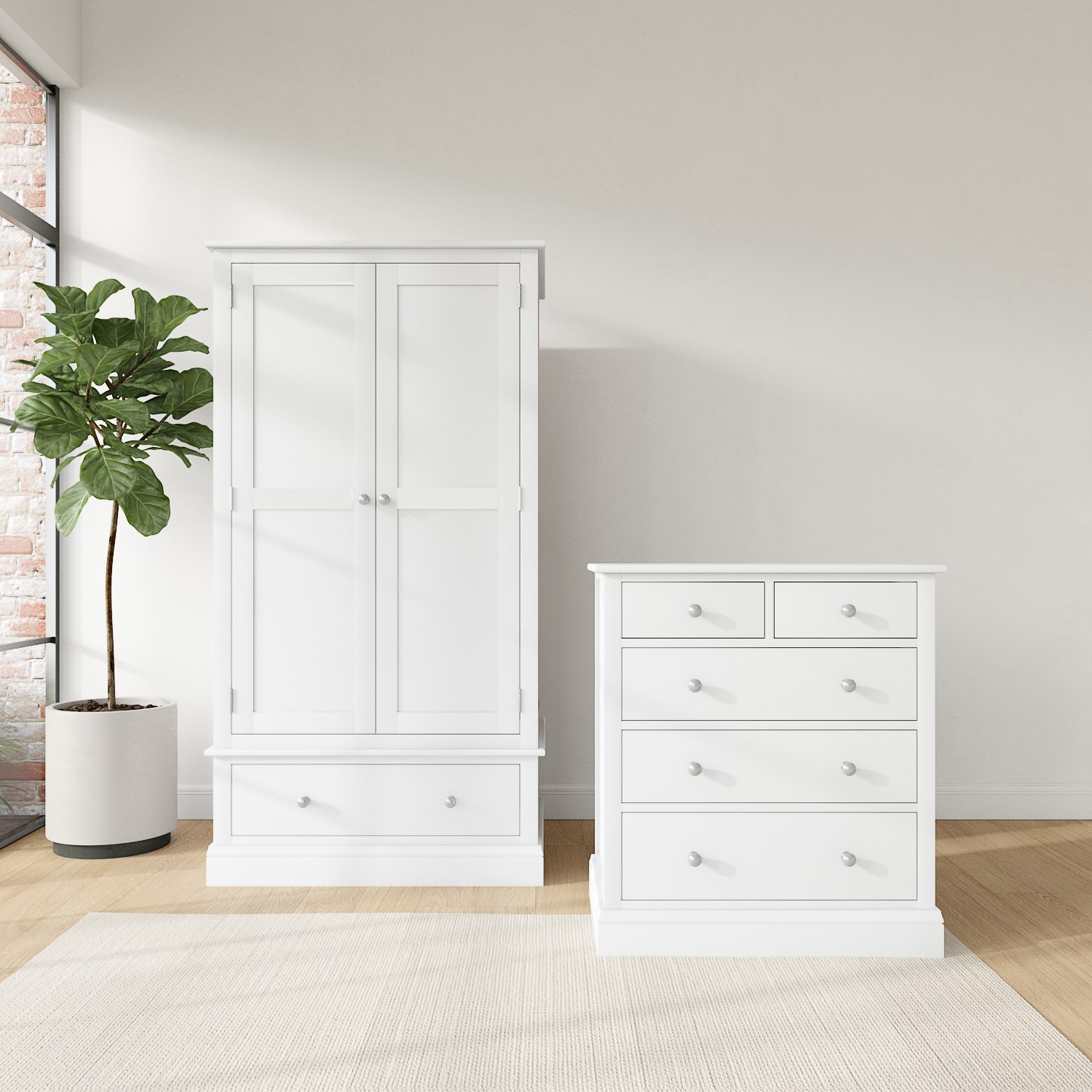 Photo of White wardrobe and chest of drawers set - harper