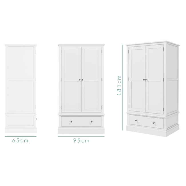 White Wardrobe and Chest of Drawers Set - Harper