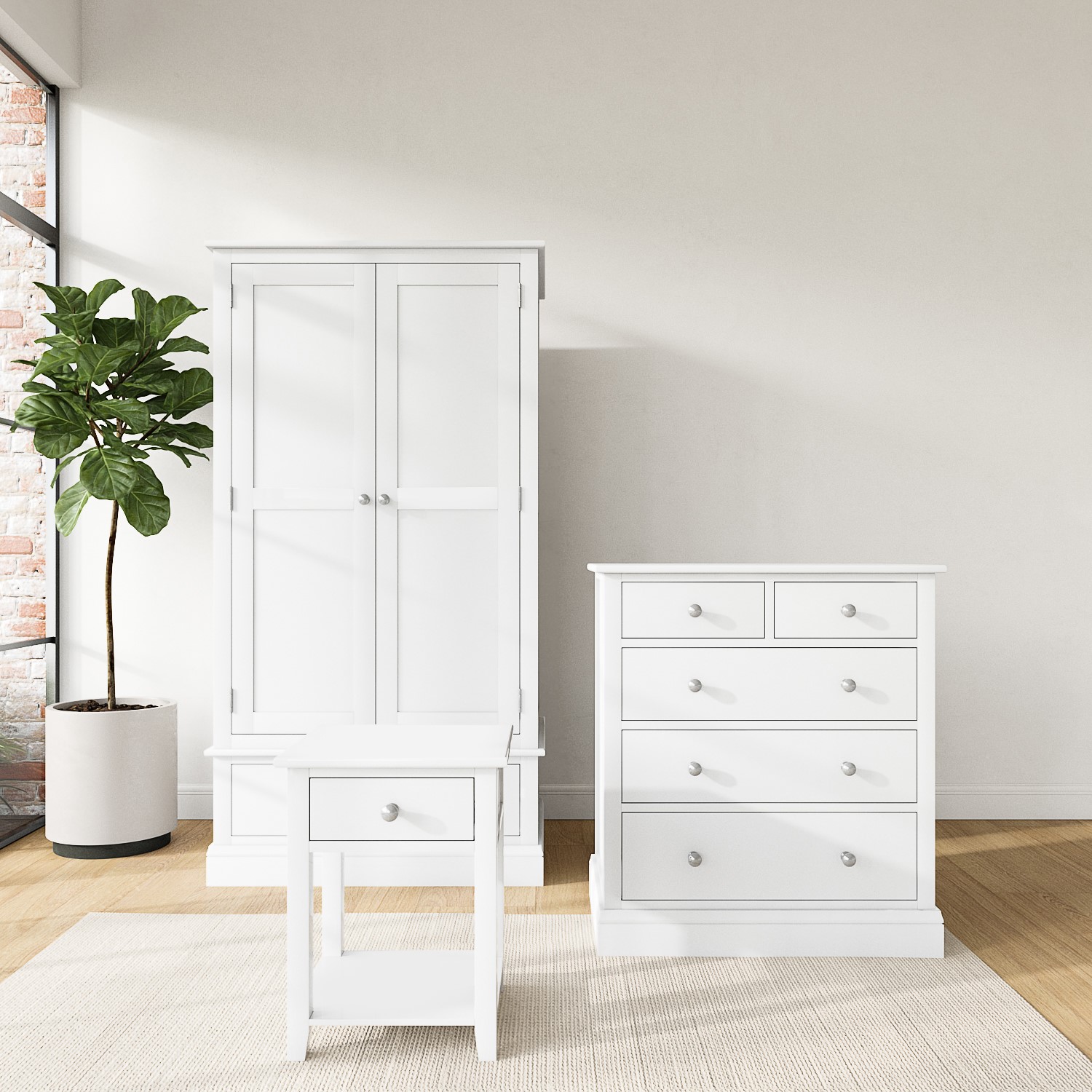 White 3 Piece Bedroom Furniture Set - Harper - Furniture123