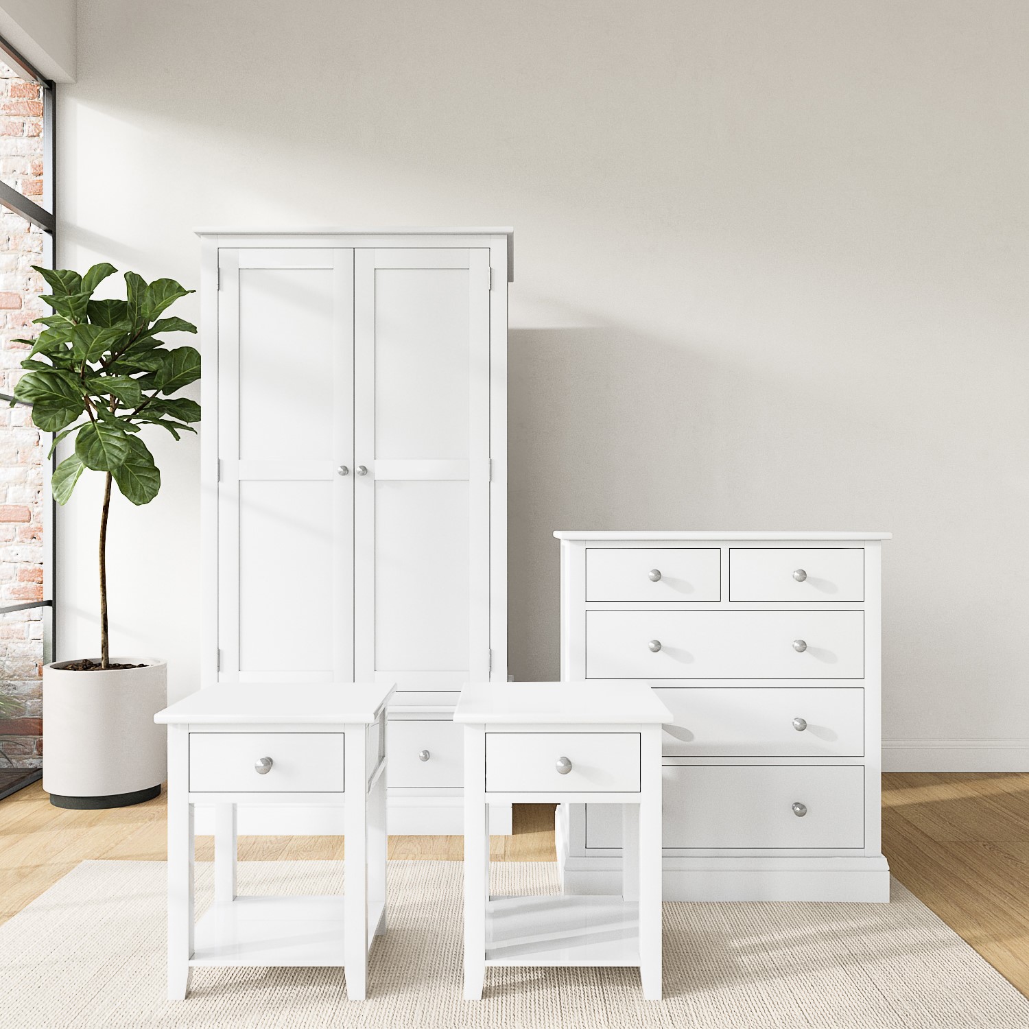 Photo of White 4 piece bedroom furniture set - harper
