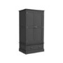 Kids Grey Painted 2 Door Double Wardrobe with Drawer - Harper