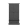 Kids Grey Painted 2 Door Double Wardrobe with Drawer - Harper