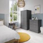 Kids Grey Painted 2 Door Double Wardrobe with Drawer - Harper